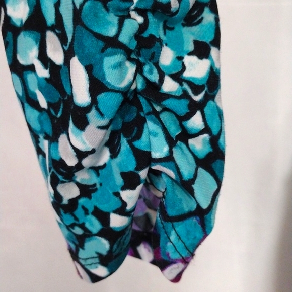 Shelli Segal Faux Wrap Cocktail Dress Size 2 Purple Teal Ruched V-Neck Elegant - Picture 9 of 15